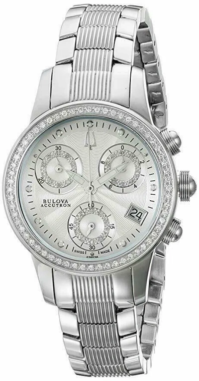 Pre-owned Bulova Accutron 63r136 Women's Diamond Chronograph Date Round Analog Watch