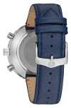 Bulova Archive Series Chronograph Leather Strap Watch, 46mm In Blue