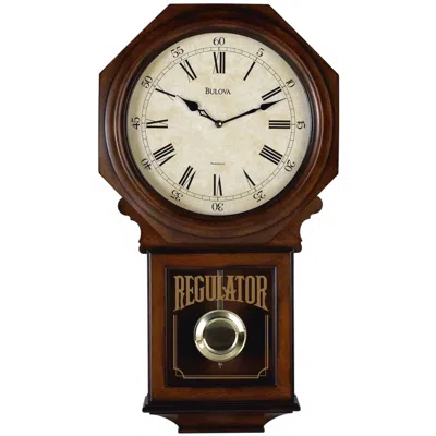 Bulova Ashford Walnut Wood Stain 25" High Chiming Wall Clock