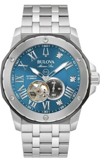 Pre-owned Bulova Automatic Marine Star Marc Anthony Blue Dial Diamond Mens Watch 98d184