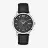 Bulova Automatic Mens Automatic Black Leather Strap Watch 96b441 In Black