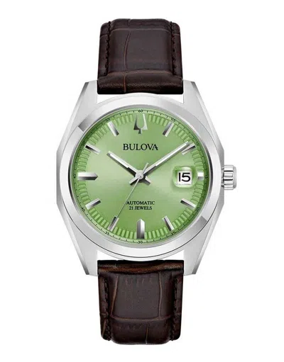 Pre-owned Bulova Automatic Surveyor Green Dial Sapphire Crystal Men's Watch 96b427