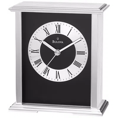 Bulova Baron Brushed Aluminum 6 1/4" High  Mantel Clock