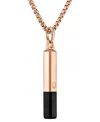 Bulova Black & Rose Gold-tone Ip Stainless Steel Black Spinel 26" Pendant Necklace In Rose Gold Tone