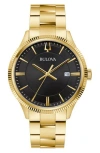 Bulova Black Dial Bracelet Watch, 42mm In Gold