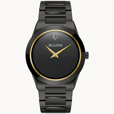Pre-owned Bulova Black Dial Stainless Steel Bracelet Millennia Men's Watch 98a313