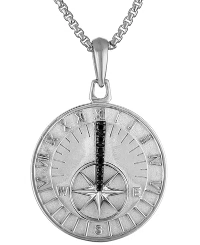 Bulova Black Diamond (1/6 Ct. T.w.) Sundial Pendant 26" Necklace In Sterling Silver In No Color