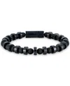 Bulova Black Onyx & Blue-tone Stainless Steel Bracelet In No Color