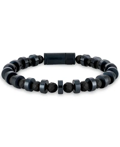 Bulova Black Onyx & Blue-tone Stainless Steel Bracelet In No Color