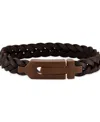 Bulova Brown Leather Braided Bracelet In No Color