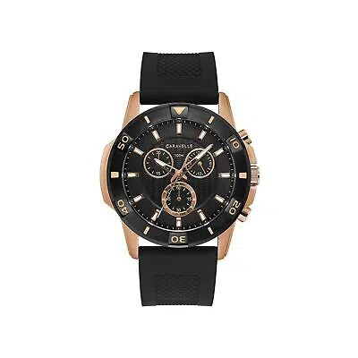Pre-owned Bulova Caravelle By  Men's Sport Aqualuxx 6-hand Chronograph Watch, 24-hour Ti... In Rose Gold/ Black