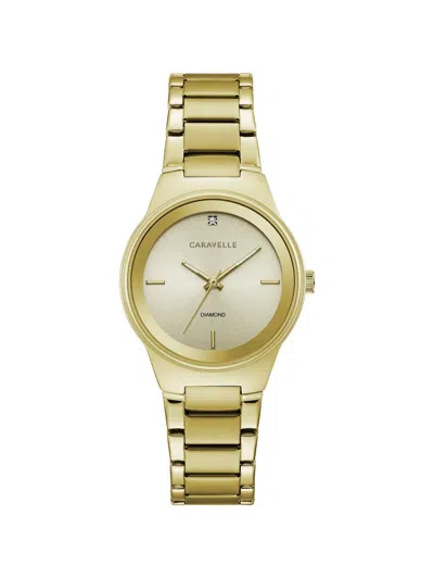 Bulova Caravelle Modern Diamond 30mm Watch In Gold