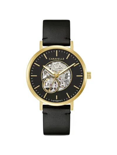 Bulova Caravelle Skeleton 40mm Watch In Black