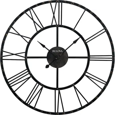 Bulova Carmen 45" Wide Round Aged Iron Wall Clock