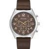 Bulova Chronograph Quartz Leather Strap Watch, 34mm In Brown