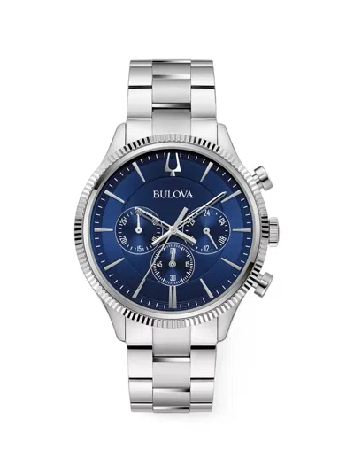 Bulova Classic 42mm Fluted-bezel Watch In Blue