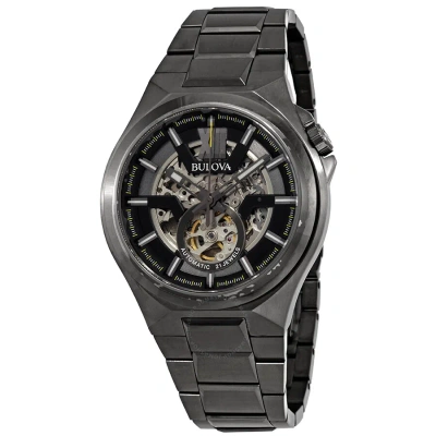 Bulova Classic Automatic Gunmetal Skeleton Dial Men's Watch 98a179 In Black / Gun Metal / Gunmetal / Skeleton