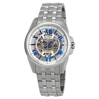 Bulova Classic Automatic Silver Dial Men's Watch 96a187 In Blue / Silver