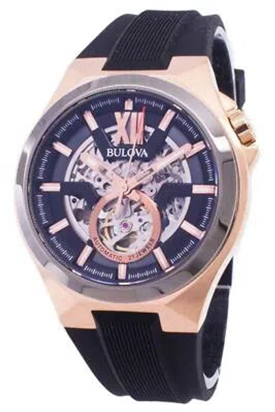 Pre-owned Bulova Classic Black Skeleton Dial Power Reserve 98a177 Automatic Mens Watch