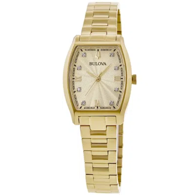 Bulova Classic Champagne Diamond Dial Pvd Stainless Steel Women's Watch 97p160 In Gold