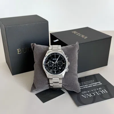Pre-owned Bulova Classic Chronograph Black Dial Roman Numerals Quartz Men's Watch 96b288