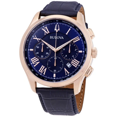 Bulova Classic Chronograph Blue Dial Men's Watch 97b170 In Blue / Gold Tone / Rose / Rose Gold Tone