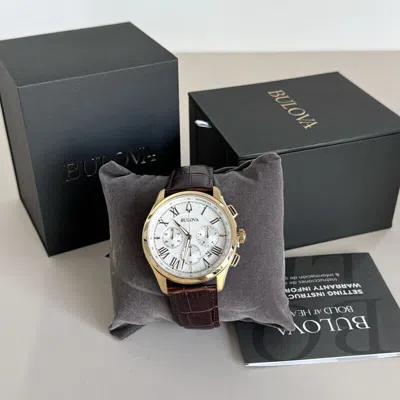 Pre-owned Bulova Classic Chronograph White Dial Luminous Hands Quartz Men's Watch 97b169