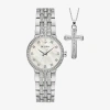Bulova Classic Crystal Womens Crystal Accent Silver Tone Stainless Steel 2-pc. Watch Boxed Set 96x163 In Metallic