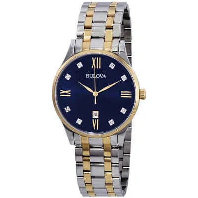 Pre-owned Bulova Classic Diamond Blue Dial Men's Watch 98d130