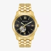 Bulova Classic Mens Automatic Gold Tone Stainless Steel Bracelet Watch 97a132 In Transparent