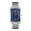 Bulova Classic Mens Silver Tone Stainless Steel Bracelet Watch 96a169 In Blue