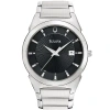 Bulova Classic Mens Silver Tone Stainless Steel Bracelet Watch 96b149 In Transparent