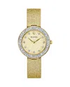 Bulova Crystal Womens Crystal Accent Gold Tone Stainless Steel Strap Watch 98l321 In Gold