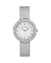 Bulova Crystal Womens Crystal Accent Silver Tone Stainless Steel Strap Watch 96l329 In Silver