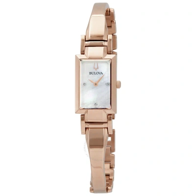Bulova Classic Quartz Diamond Mother Of Pearl Dial Ladies Watch 97p142 In Gold Tone / Mop / Mother Of Pearl / Rose / Rose Gold Tone