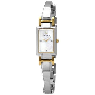 Bulova Classic Quartz Diamond Mother Of Pearl Dial Ladies Watch 98p188 In Two Tone  / Gold Tone / Mother Of Pearl / Yellow