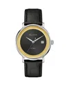 Bulova Frank Sinatra Rat Pack Mens Automatic Black Leather Strap Watch 96b406 In Black
