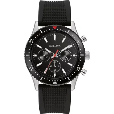 Bulova Classic Rubber Strap Chronograph Watch, 41mm In Black