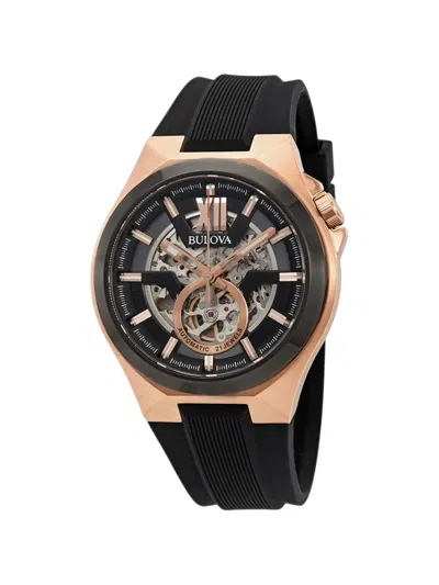 Bulova Classic Skeleton 46mm Watch In Black
