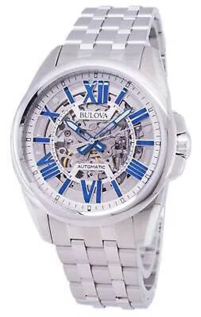Pre-owned Bulova Classic Skeleton Dial Stainless Steel Automatic 96a187 100m Mens Watch