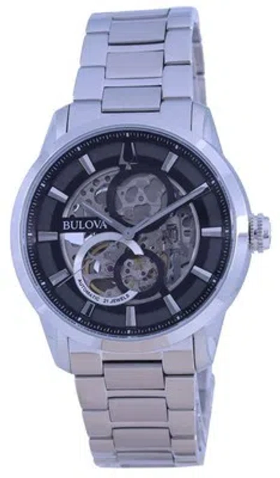 Pre-owned Bulova Classic Skeleton Dial Stainless Steel Automatic 96a208 30m Mens Watch