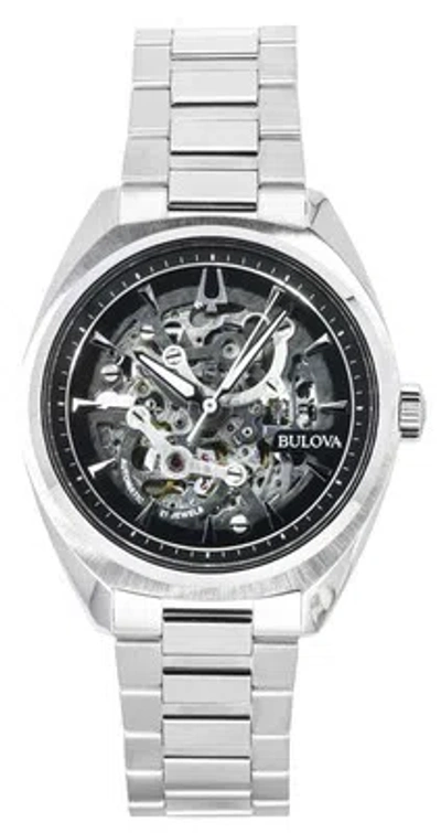 Pre-owned Bulova Classic Surveyor Silver Skeleton Dial Automatic Analog 96a293 Mens Watch
