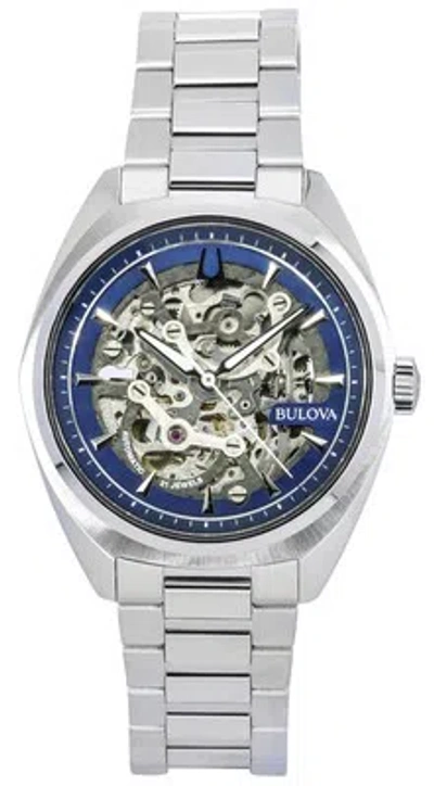 Pre-owned Bulova Classic Surveyor Stainless Steel Skeleton Dial 96a292 100m Mens Watch