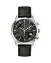 Bulova Classic Sutton Mens Chronograph Black Leather Strap Watch 96b403 In Black