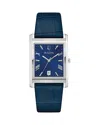 Bulova Mens Blue Leather Strap Watch 96b442 In Blue