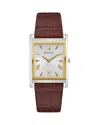 Bulova Mens Brown Leather Strap Watch 98b430 In Silver/brown