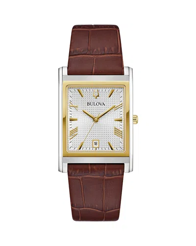 Bulova Classic Sutton Watch, 29mm X 41mm In Silver/brown