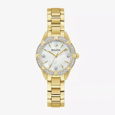 Bulova Classic Sutton Womens Diamond Accent Gold Tone Stainless Steel Bracelet Watch 98r297