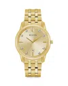 Bulova Sutton Mens Gold Tone Stainless Steel Bracelet Watch 97d123 In Champagne