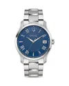 Bulova Classic Wilton Mens Silver Tone Stainless Steel Bracelet Watch 96b386 In Blue/silver